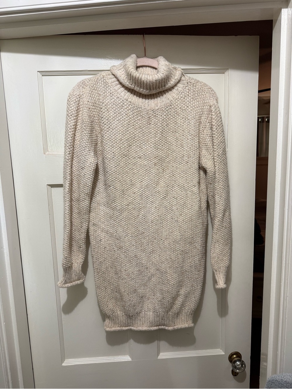 Paper Crane Cream Chunky Turtleneck Sweater Dress